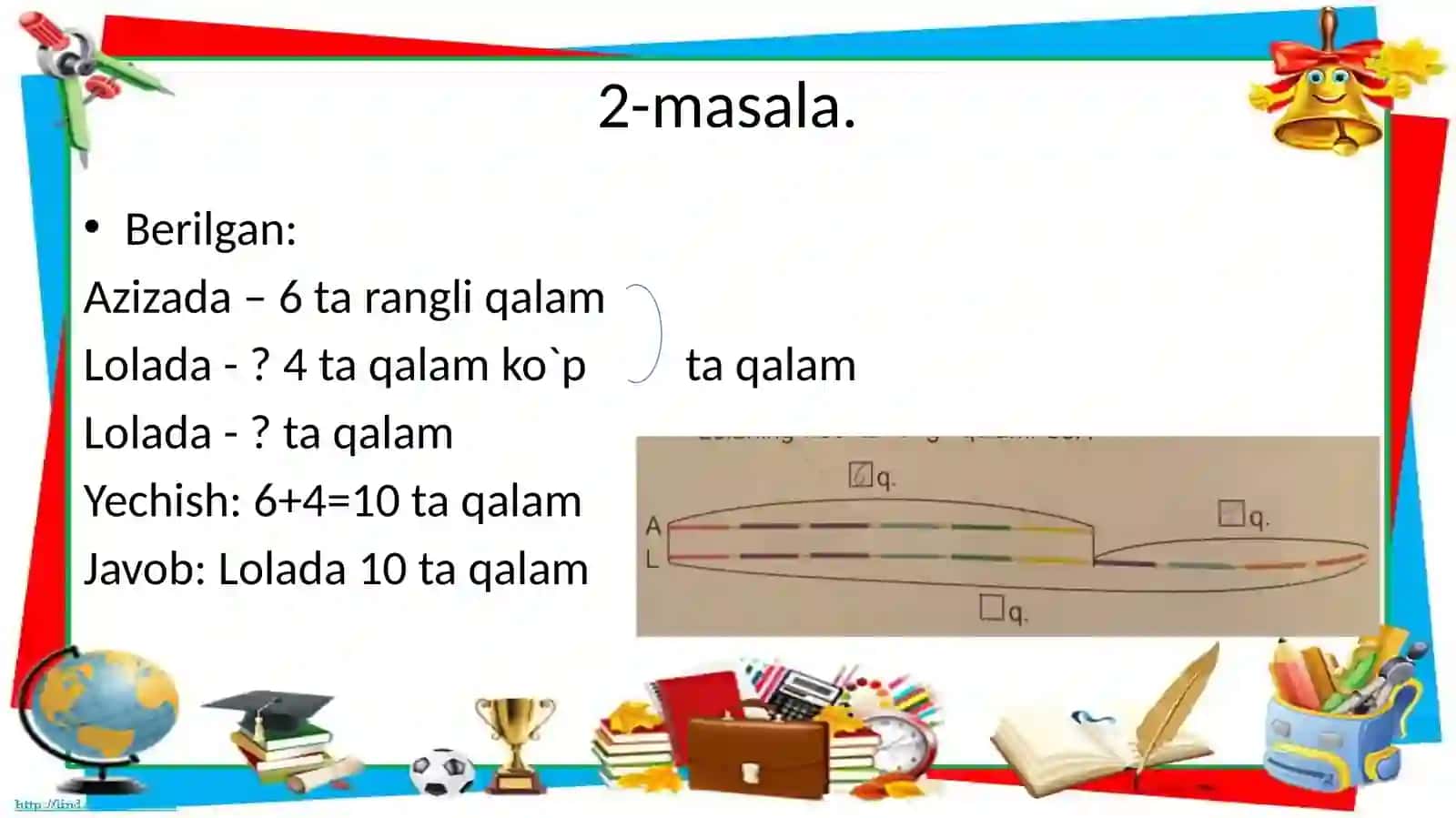 1-SINF MATEMATIKA: Sonni orttirish va kamaytirishga doir masalalar 4