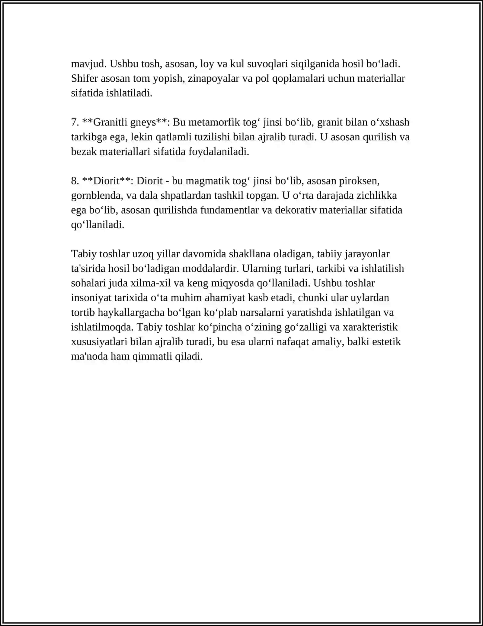 TABIIY TOSH MATERIALLARI OLINISHI VA XOSSALARI 4