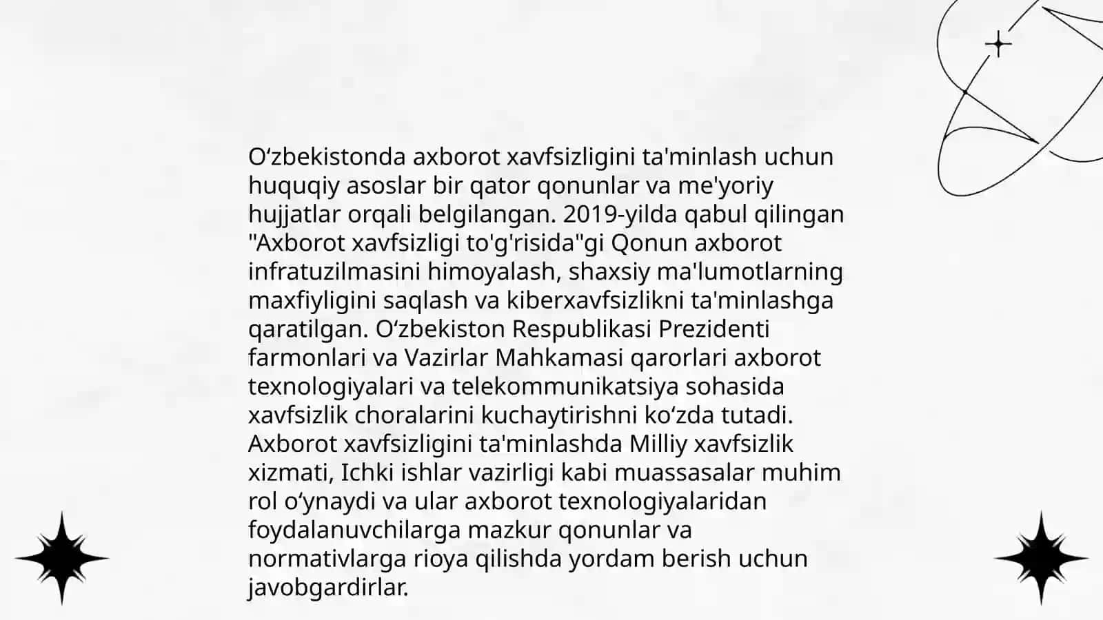 Oʻzbekistonda axborot xavsizligining manaviy va huquqiy asoslari 4