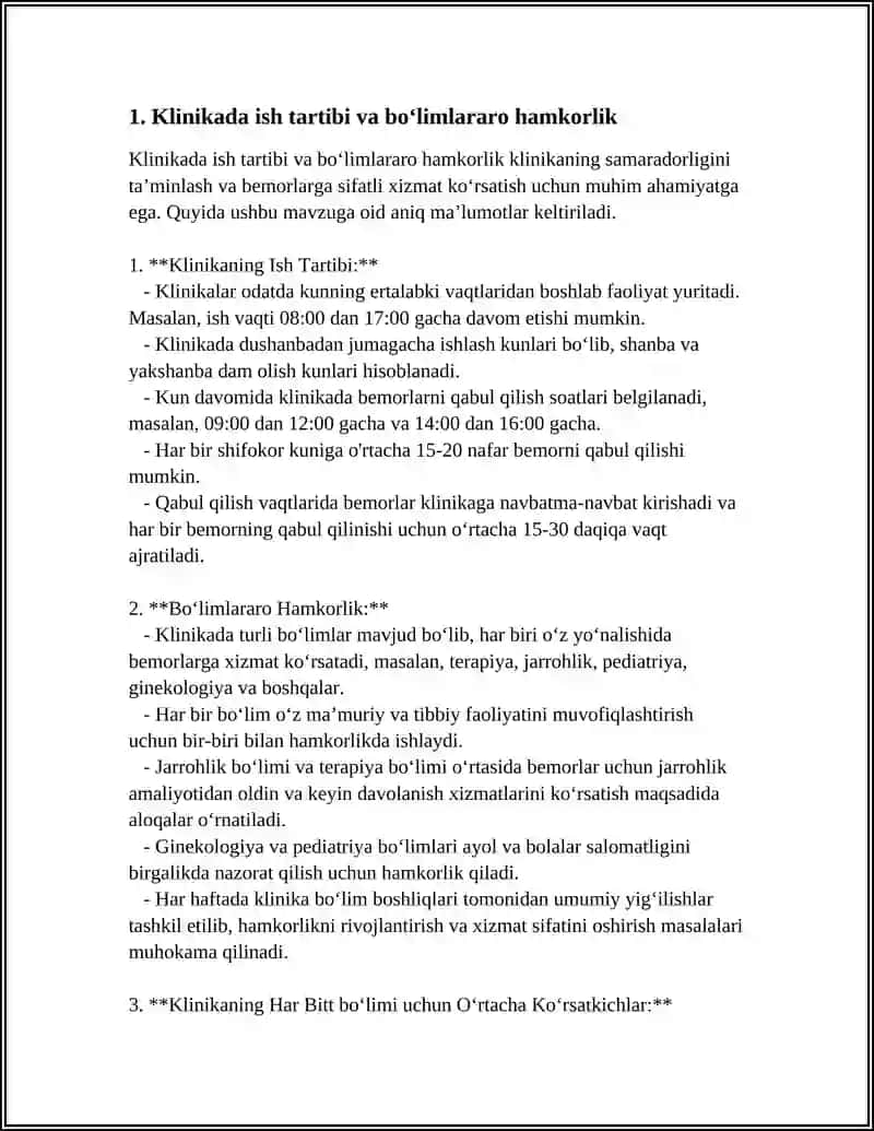 KLINIKA FAOLIYATI BILAN TANISHISH 4