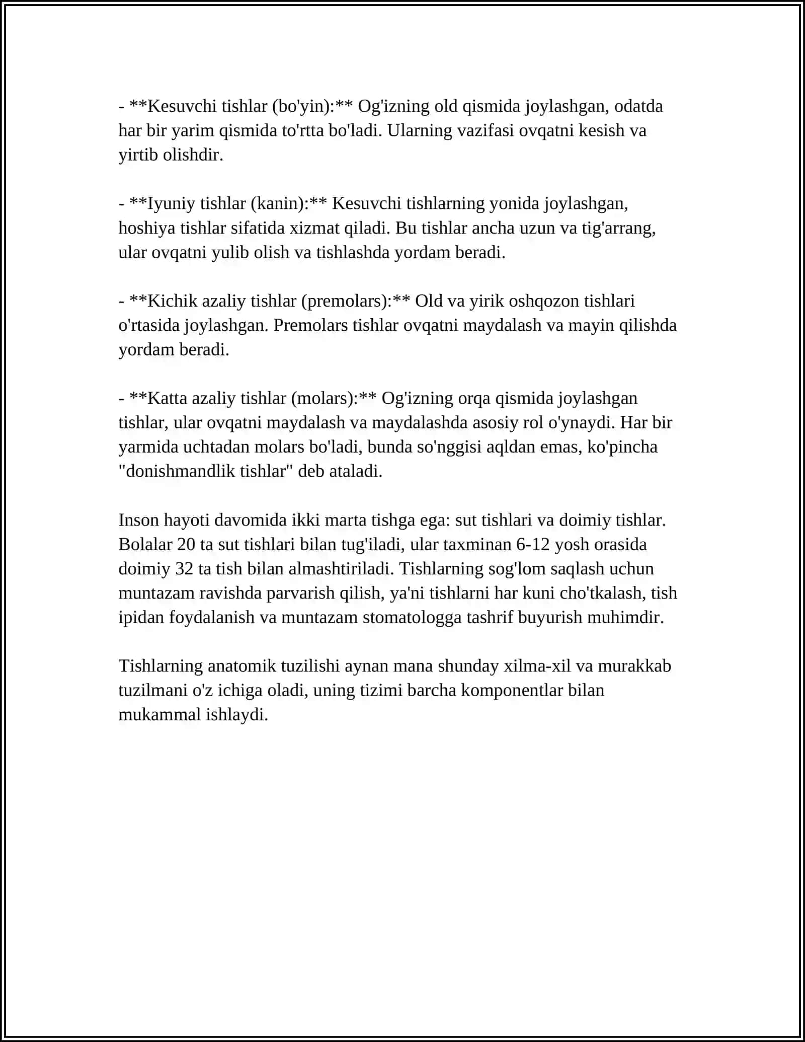 ANATOMYA TISHLAR HAQIDA SLAYD 4