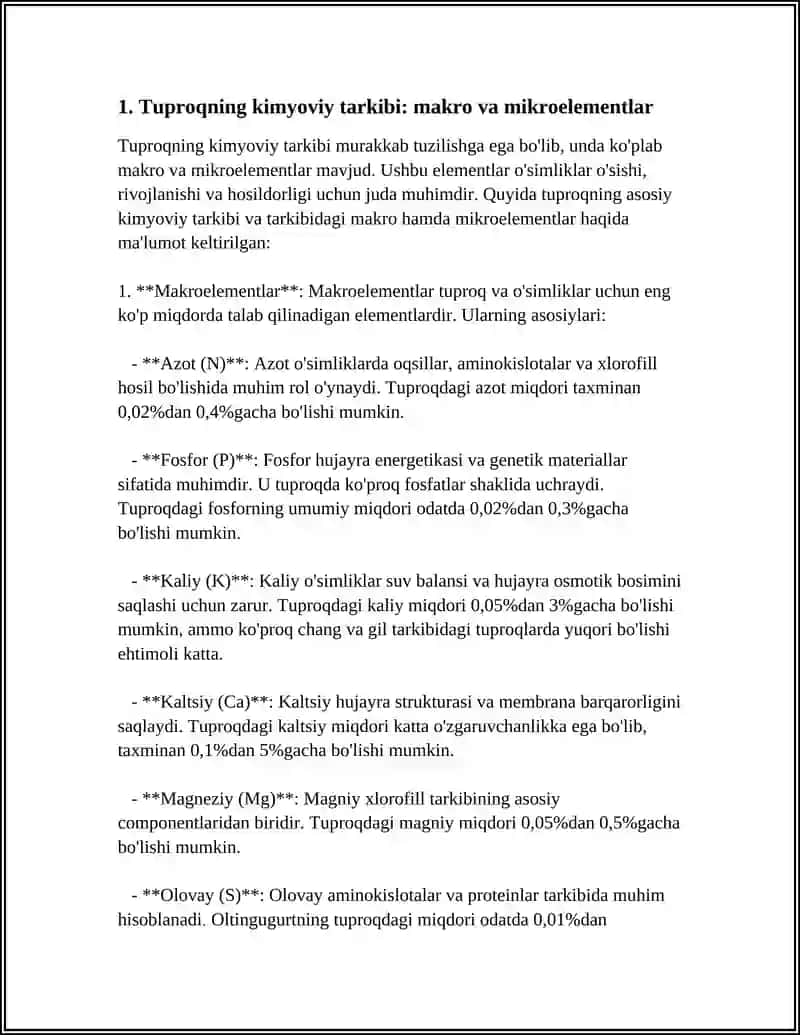 TUPROQNING KIMYOVIY TARKIBI VA ORGANIK QISMI, ULARNING AHAMIYATI 4