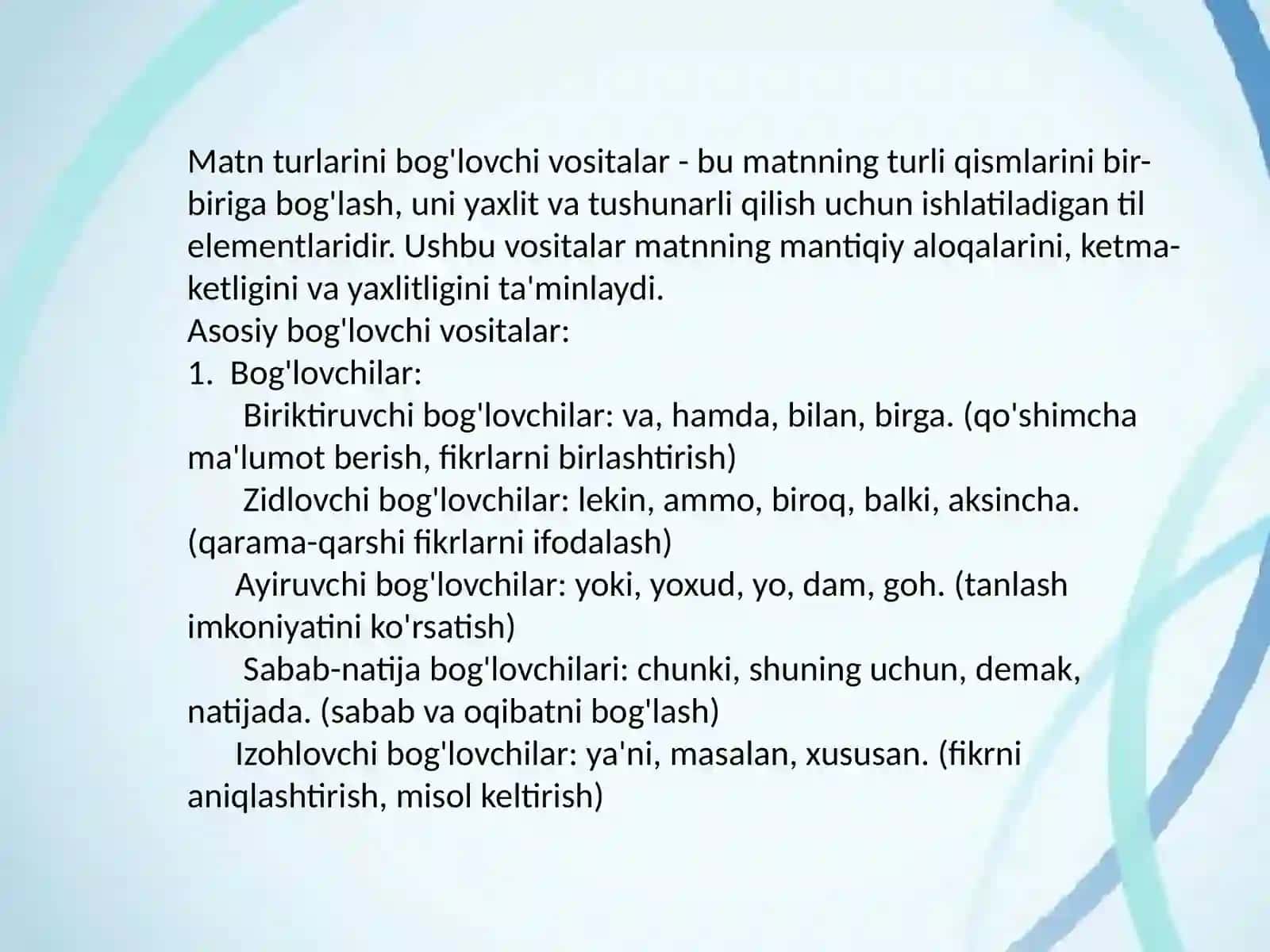 Matnlar va unibogʻlovchi vositalar 4