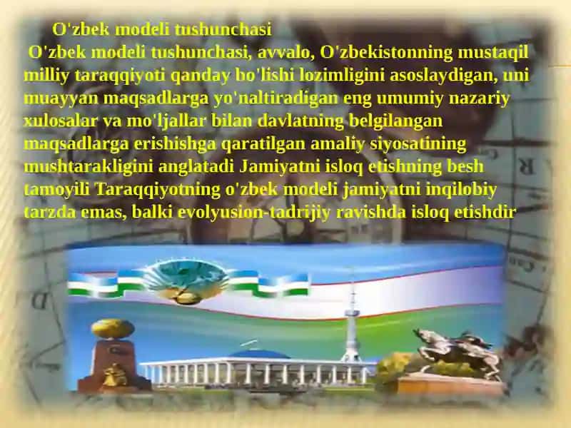 O`zbekistonning o`ziga xos istiqlol va taraqqiyot yo`li 2 4
