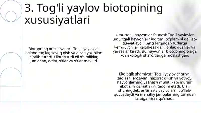 Togʻ Yaylovlari Biatopi Umurtqali Hayvonlari 4