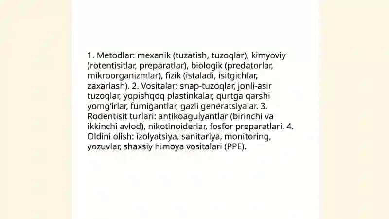 Dezinfekstiya deratizatsiya Ismoiljonova.Muslimaxon 4