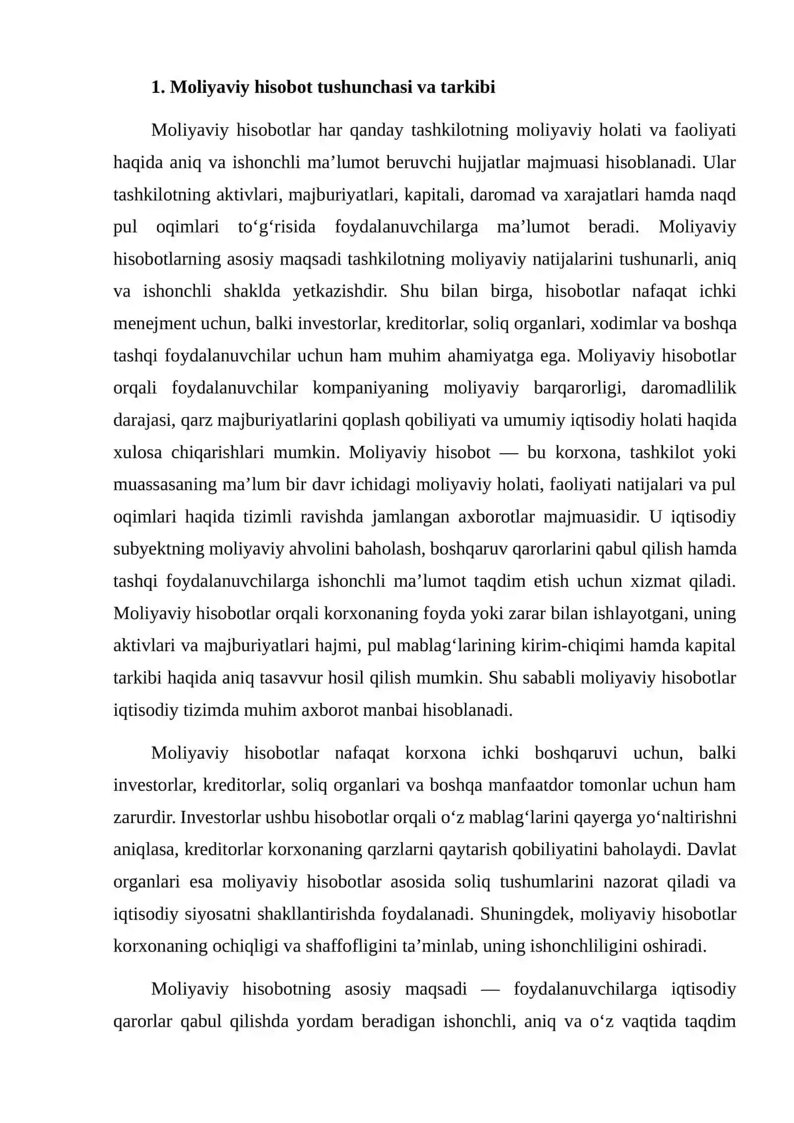 Moliyaviy hisobotdan foydalanuvchilar va ularning axborot ehtiyajlari 4