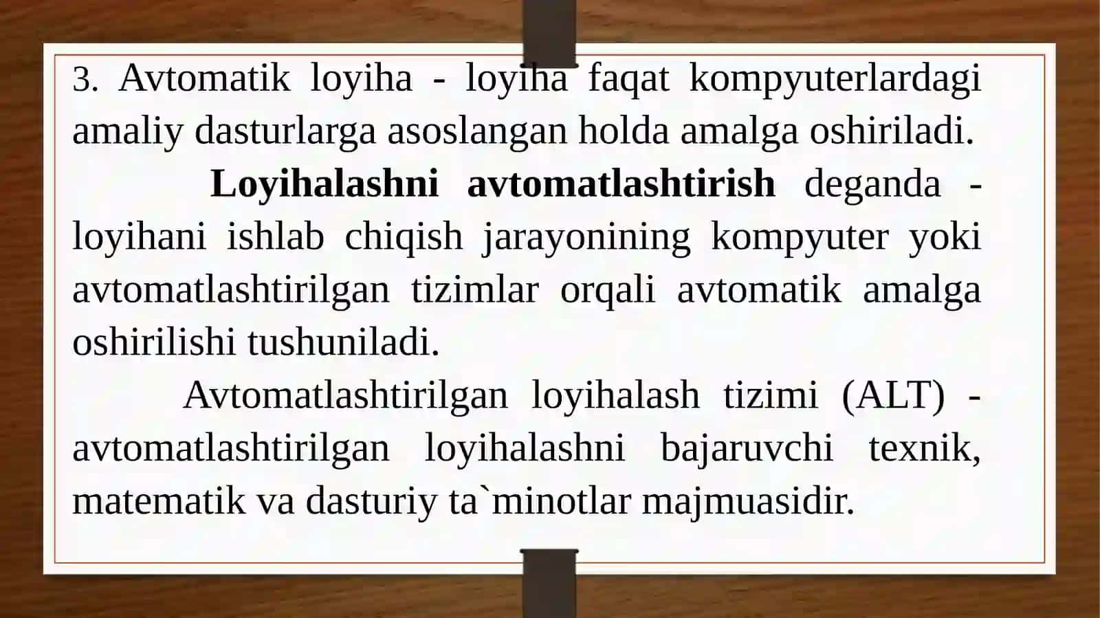 ZAMONAVIY AVTOMATLASHTIRILGAN LOYIHALASH TIZIMLARI 4