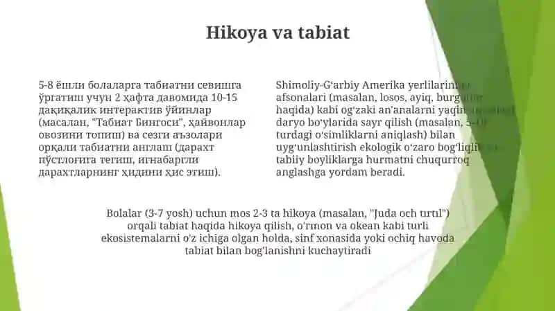 Bolalarni tabiat bilan tanishtirishda ogʼzaki metoddan foydalanish va uning mohiyati 4