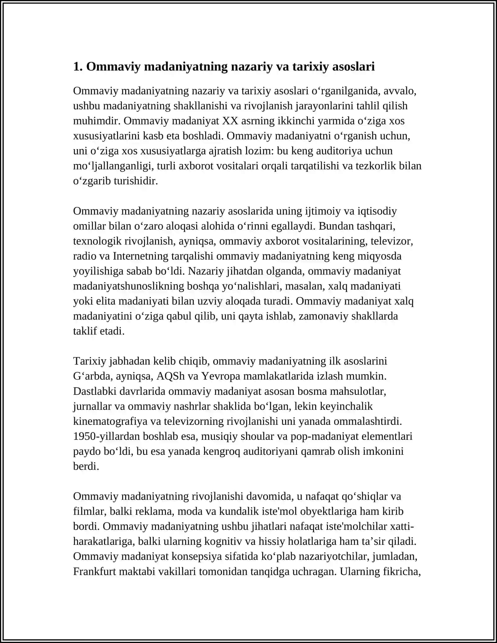 Ommaviy Madaniyatning Shakllanish Tarixi va Uning Turlari 4