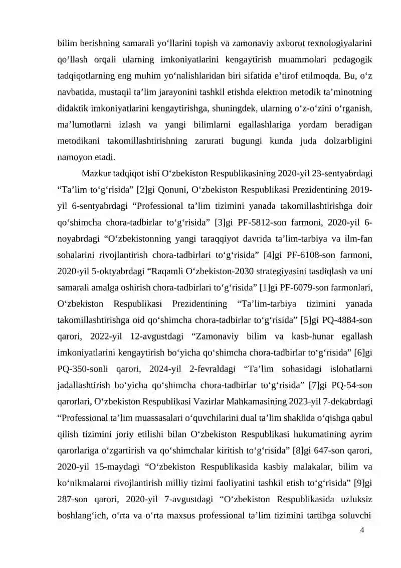 O‘QUVCHILARINING MUSTAQIL TA’LIMINI TASHKIL ETISHDA RAQAMLI TEXNOLOGIYALARDAN FOYDALANISH KOMPETENTLIGINI SHAKLLANTIRISH 4