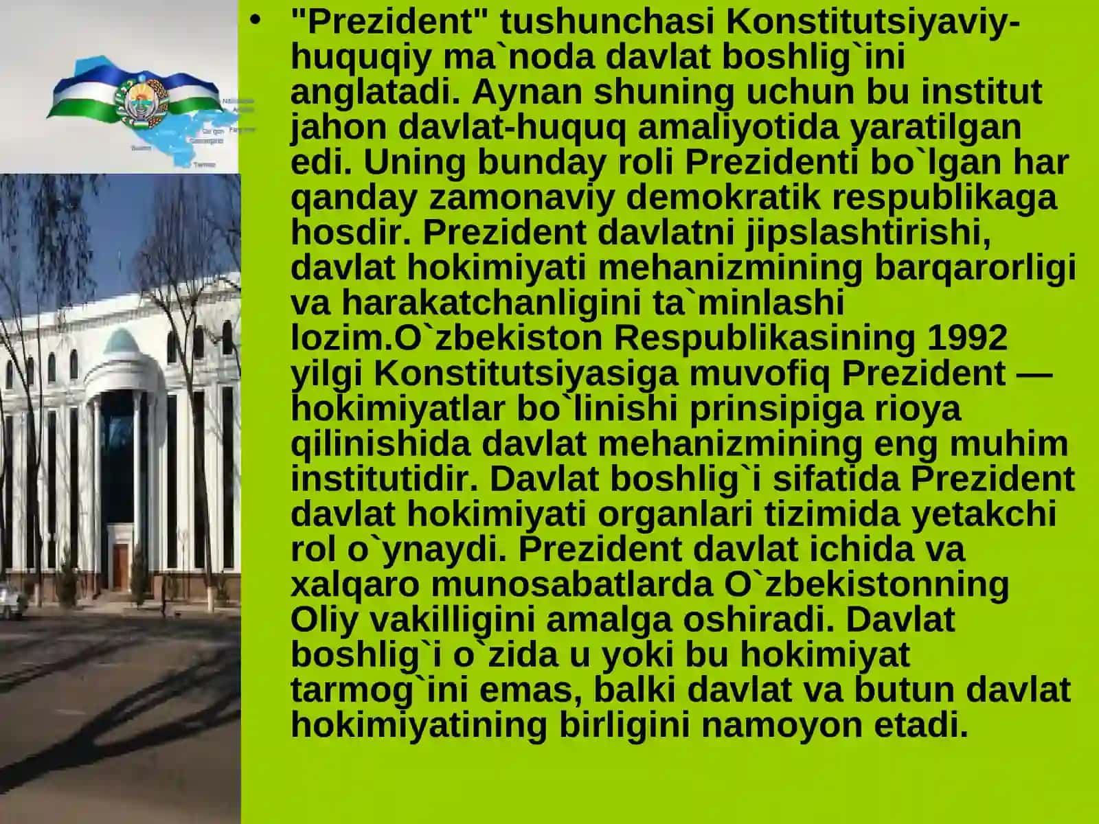Konstitutsiyada O‘zbekiston Respublikasi Prezidenti maqomi 4
