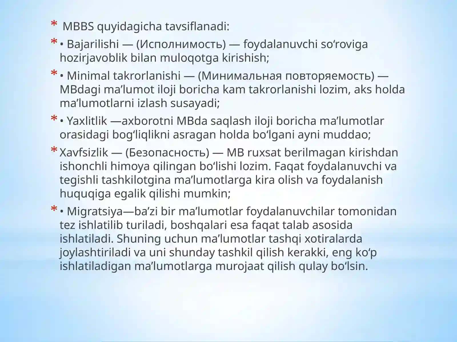 Berilganlar bazasini boshqaruvining texnik asoslari 4