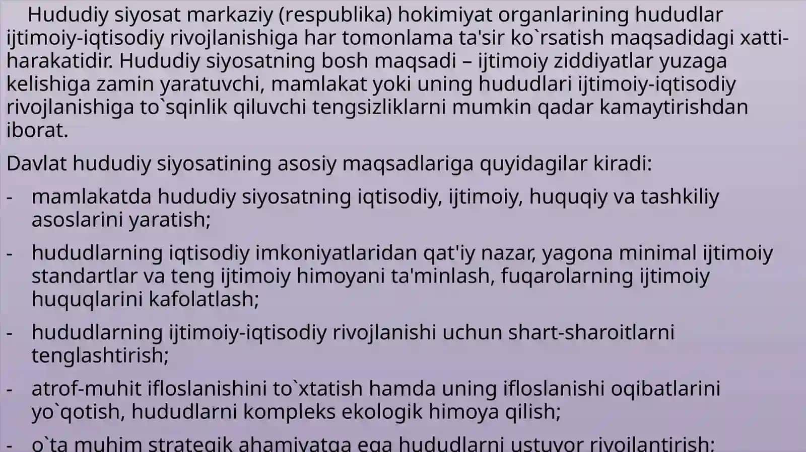 Mintaqalar ijtimoiy-iqtisodiy taraqqiyotida davlatning mintaqaviy iqtisodiyoti. 4