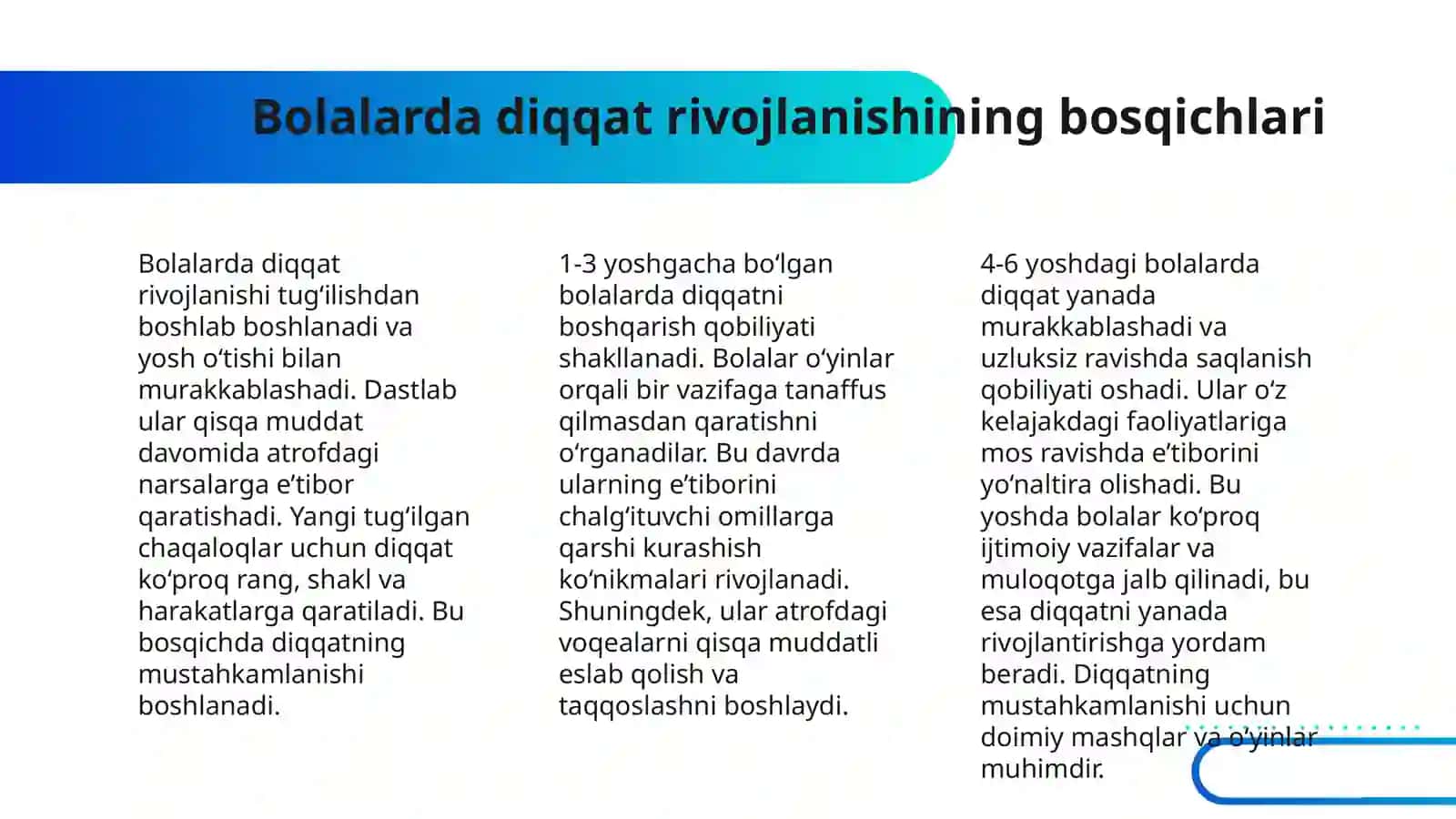 MAKTABGACHA YOSHDAGI BOLALARDA DIQQAT RIVOJLANTIRISH 4