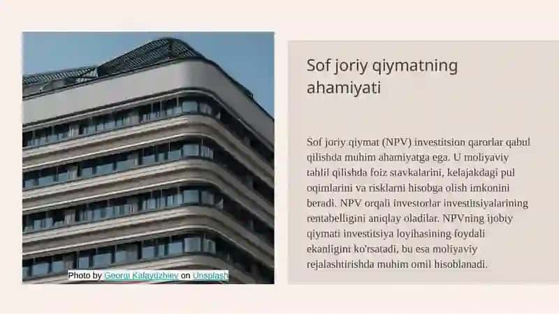 Sof joriy qiymat boʻyicha investitsion qarorlarni qabul qilish 4