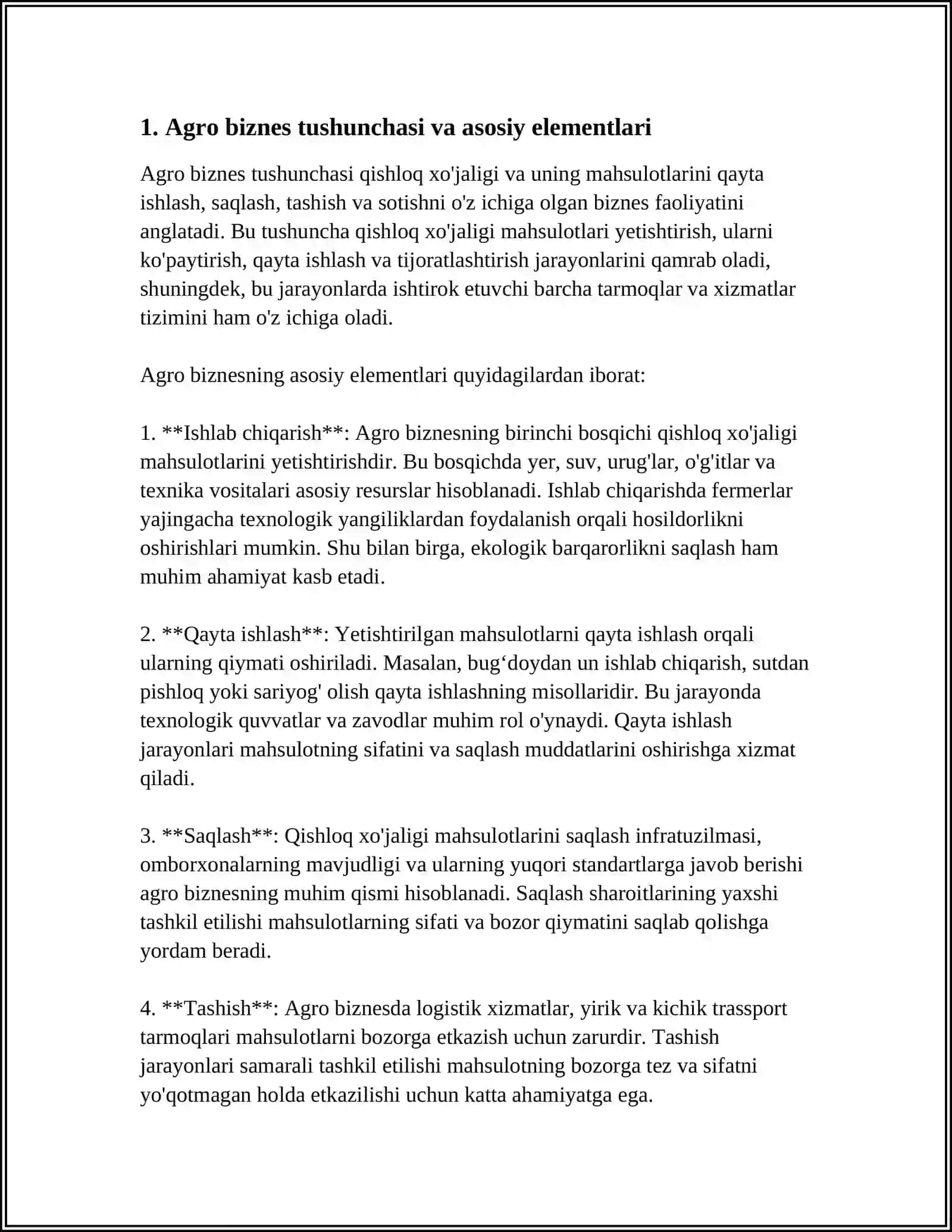 AGRO BEZNESNING ASOSIY ELEMENTLARI VA RIVOJLANISH OMILLARI 4