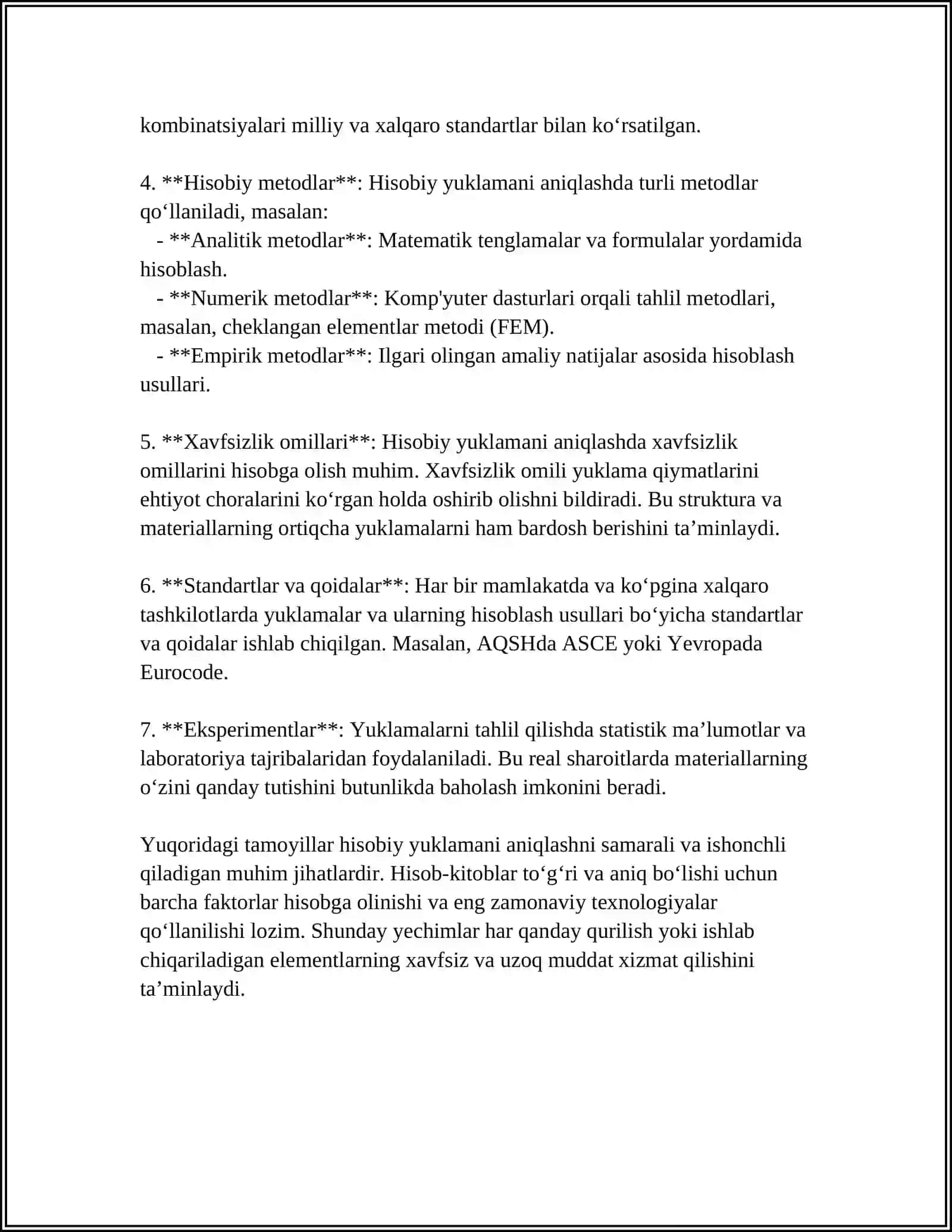 Hisobiy yuklamani aniqlashning asosiy tamoyillari 4