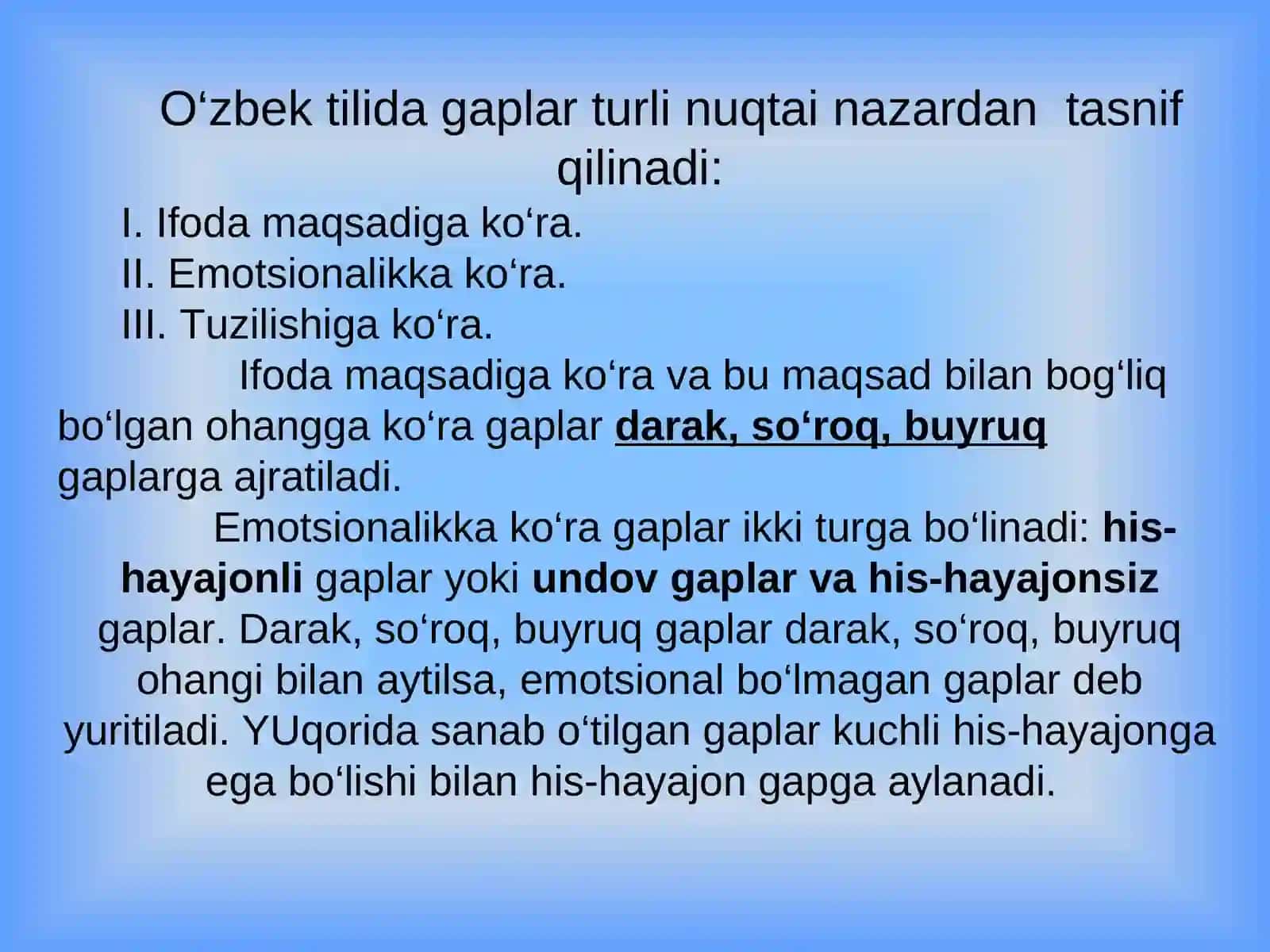 Gap bo‘laklari. Bosh bo‘laklar. Ega, uning ifodalanishi. Kеsim, uning ifodalanishi, turlari. Bog`lama. Kеsimning ega bilan shaxs va sonda mosligi.Ega bilan kеsim orasida tirе(-)ning ishlatilishi 4
