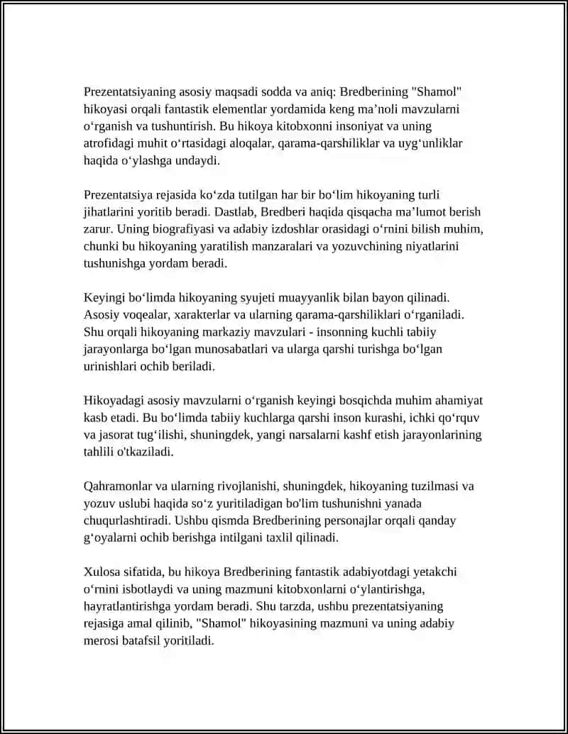 REY BREDBERINING "SHAMOL" HIKOYASIGA PREZETATSIYA 4