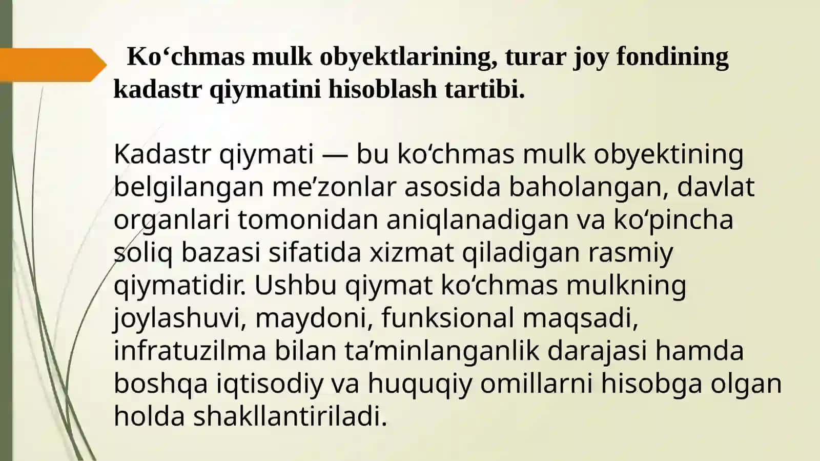 Ko‘chmas mullkob’yektlarining turar joy fondga kadastr qiymatini hisoblash tartibi 4