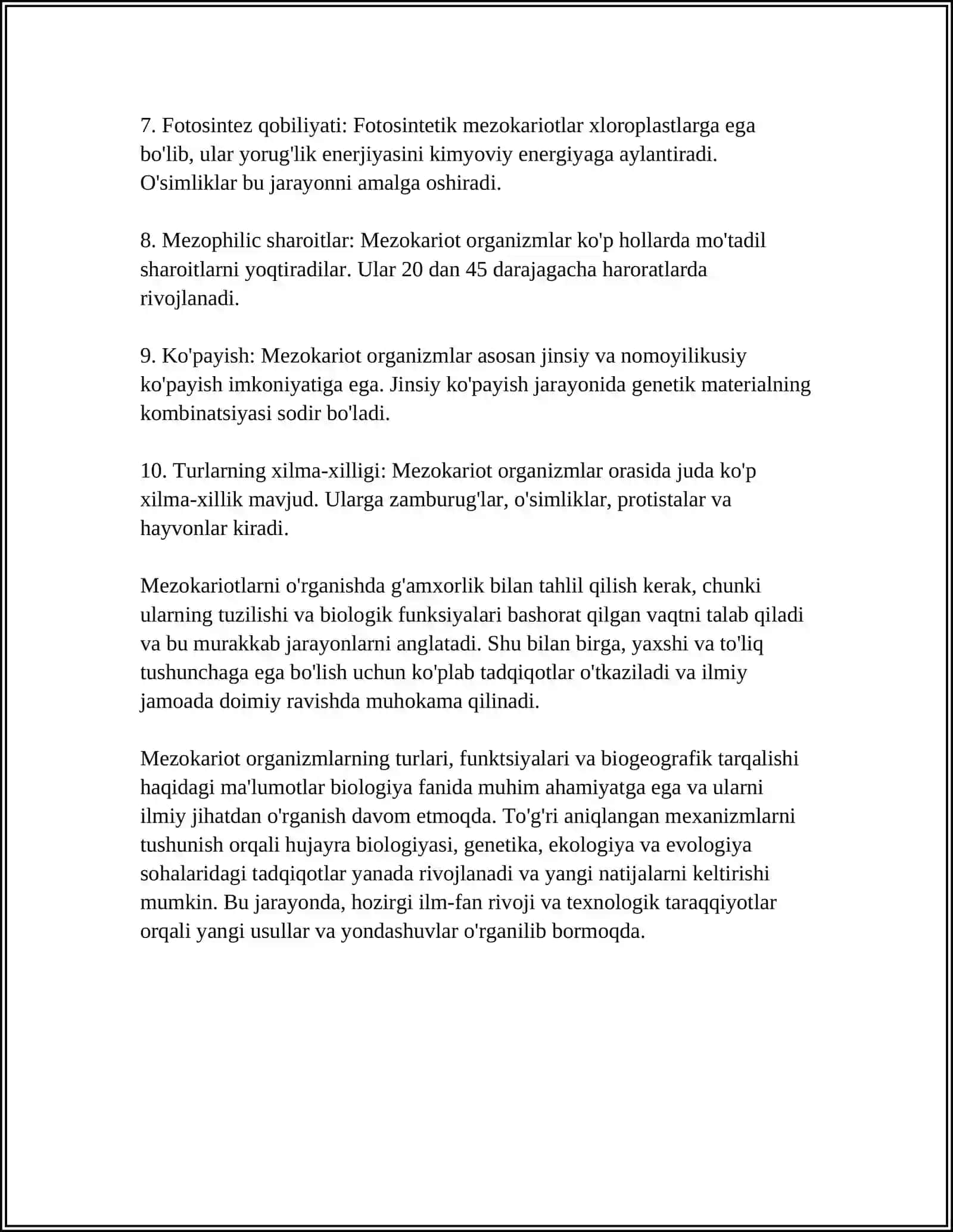 MEZAKARIOT ORGANIZMLARNING TAVSIFI,TUZILISHI VA AHAMIYATI 4