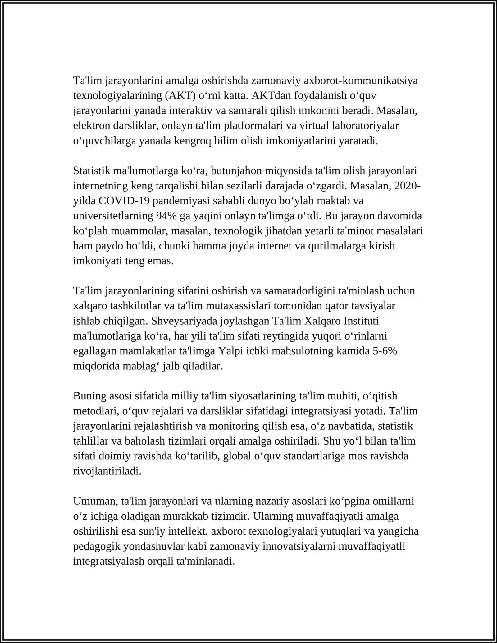 PEDAGOGIKA NAZARIYASI FANINING MAZMUNI VA MOHIYATI, PREDMETI 4