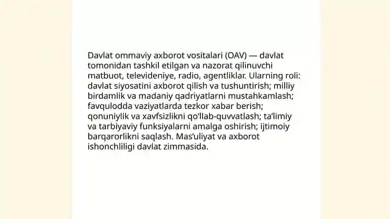 Ommaviy axborot vositalarining faoliyati 4