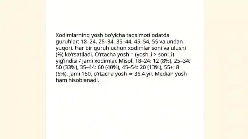Korxonalarda xоdimlаr stаtistikаsi ko‘rsаtkichlаri 4