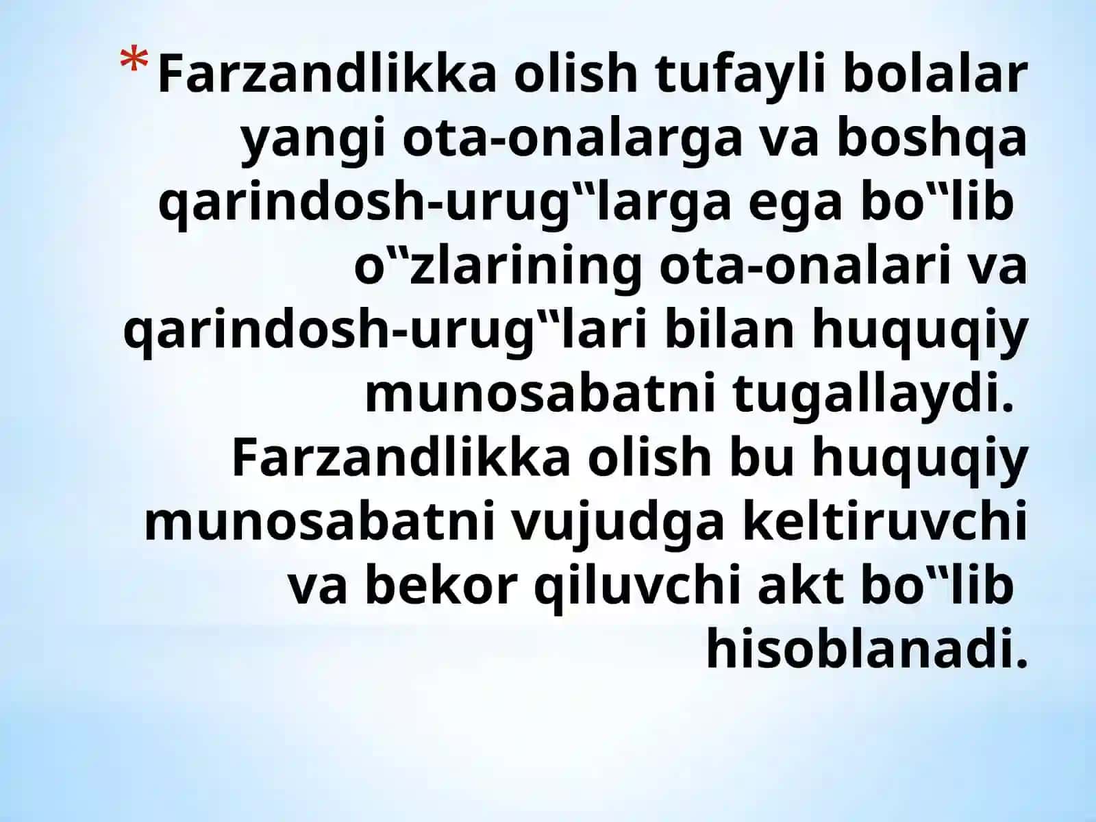 Yetim va ota-ona qarmog'isiz qolgan bolalar uchun belgilangan davlat kafolatlari 4