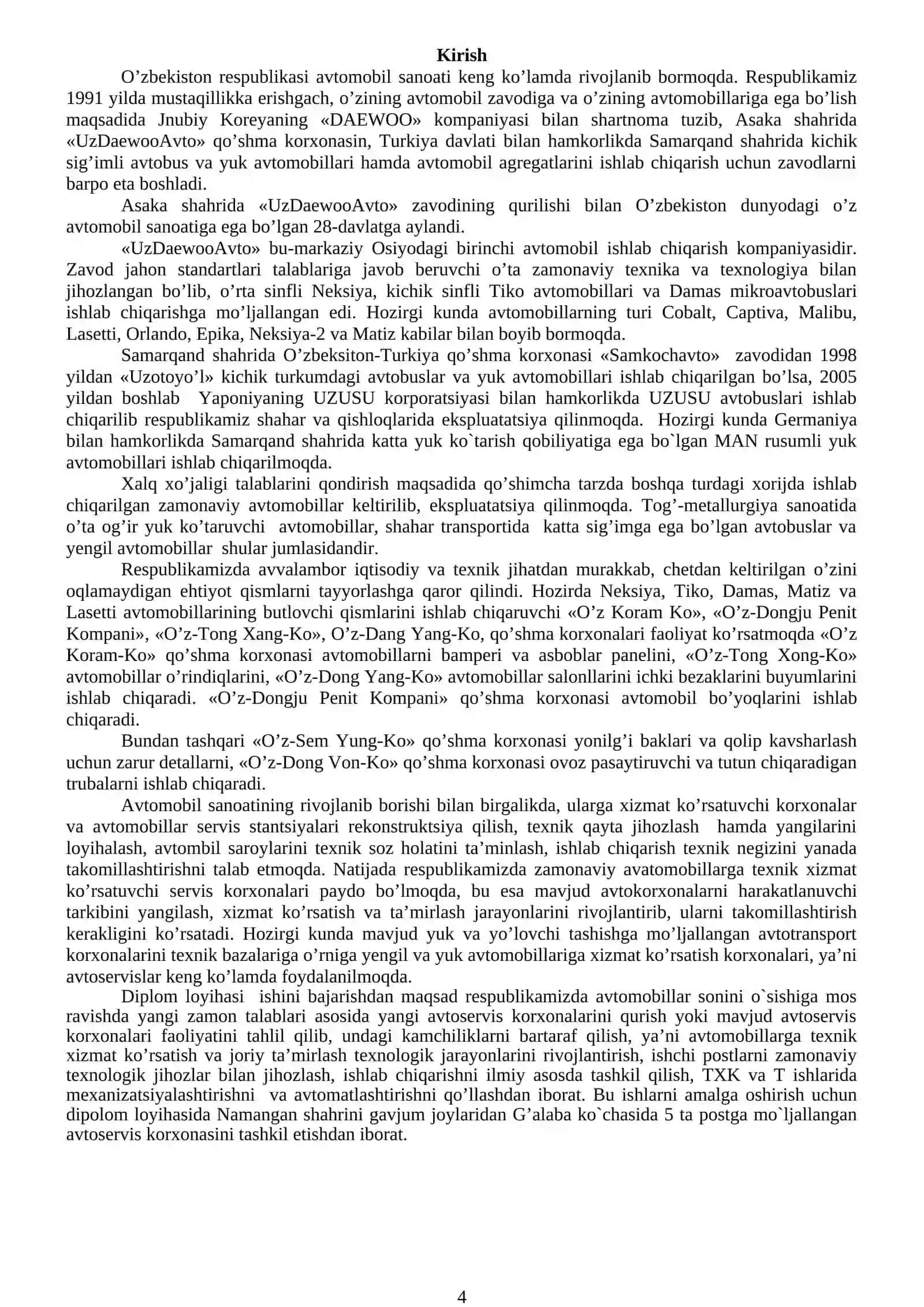 Diplom loyiha ishi - Yer uchti transport tizimlari kafedrasi 4