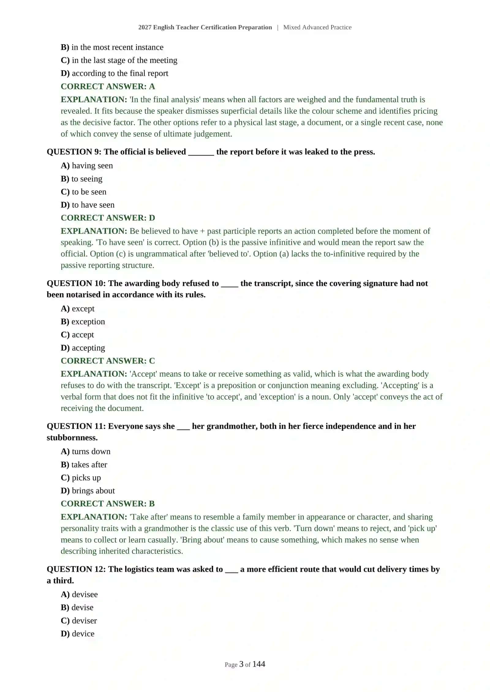 2027 English Teacher Certification Preparation | Mixed Advanced Practice 4
