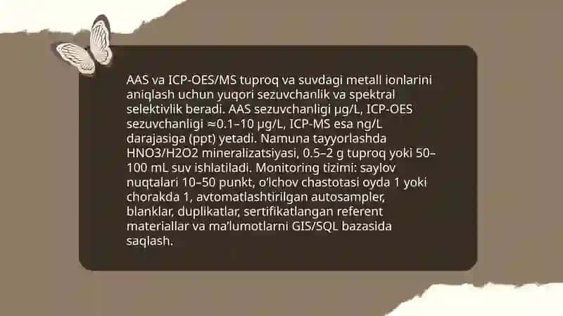 Tuproq va suv namunalarda ion bog‘langan ifloslovchi moddalarni aniqlash uchun ion xromatografiyasi asosida metodologiya ishlab chiqish 4