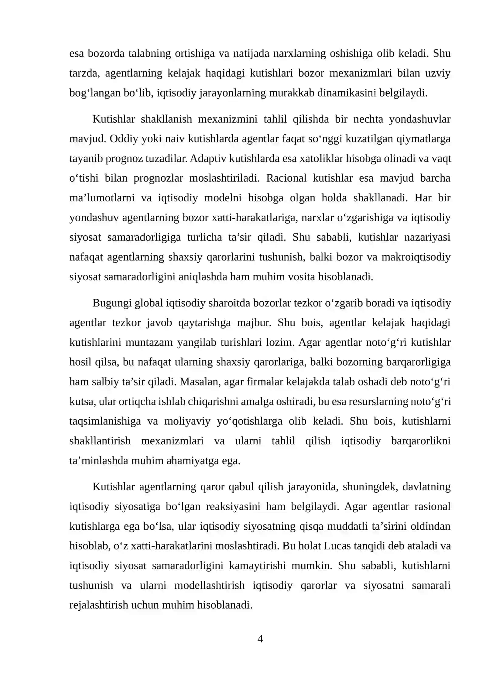 DINAMIK MIKROECONOMIKADA KUTISHLAR SHAKLLANISHI MEXANIZMLARI 4