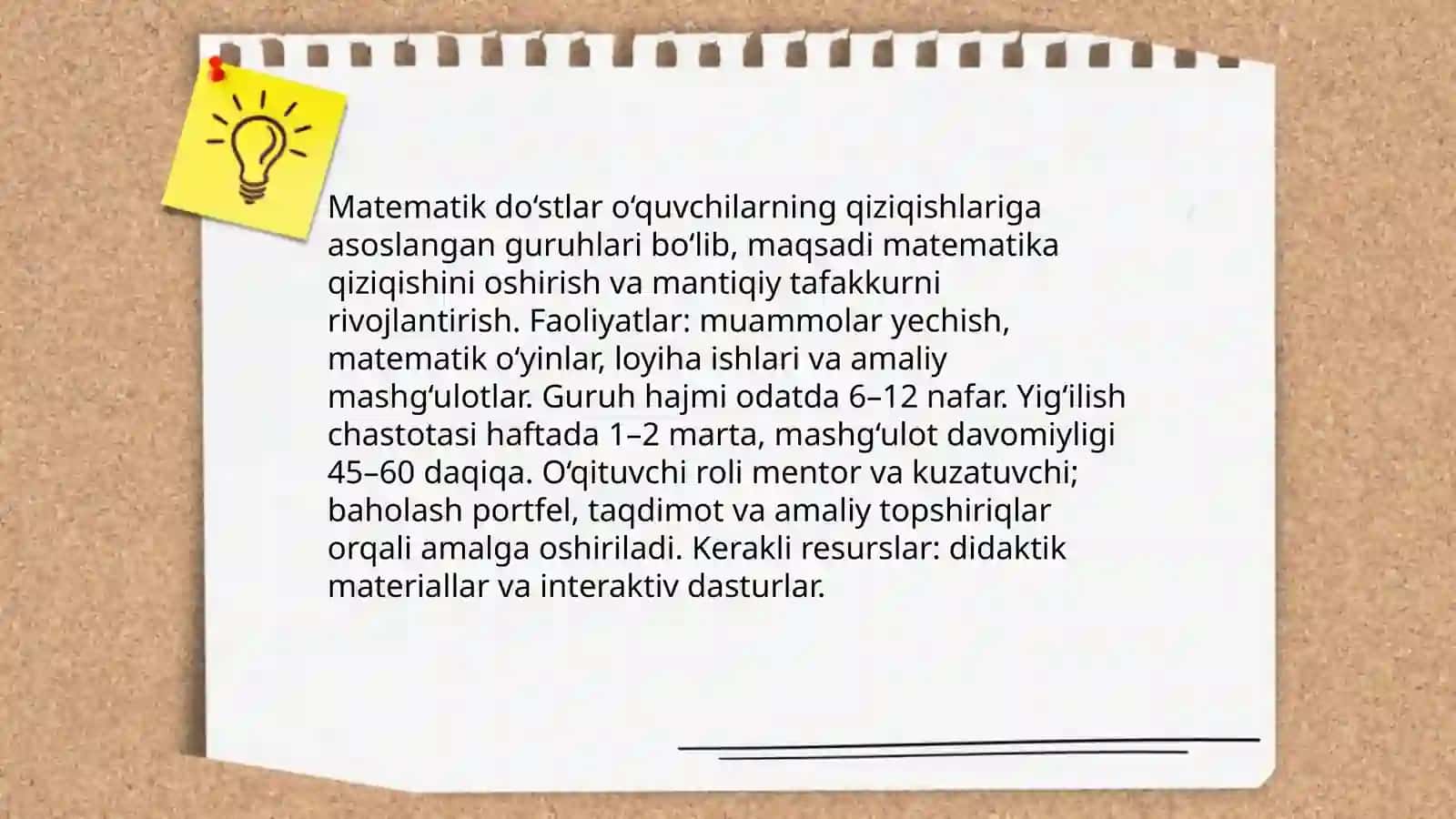 Boshlanģich sinf matematika òqitishning darsdan tashqari shakllari 4