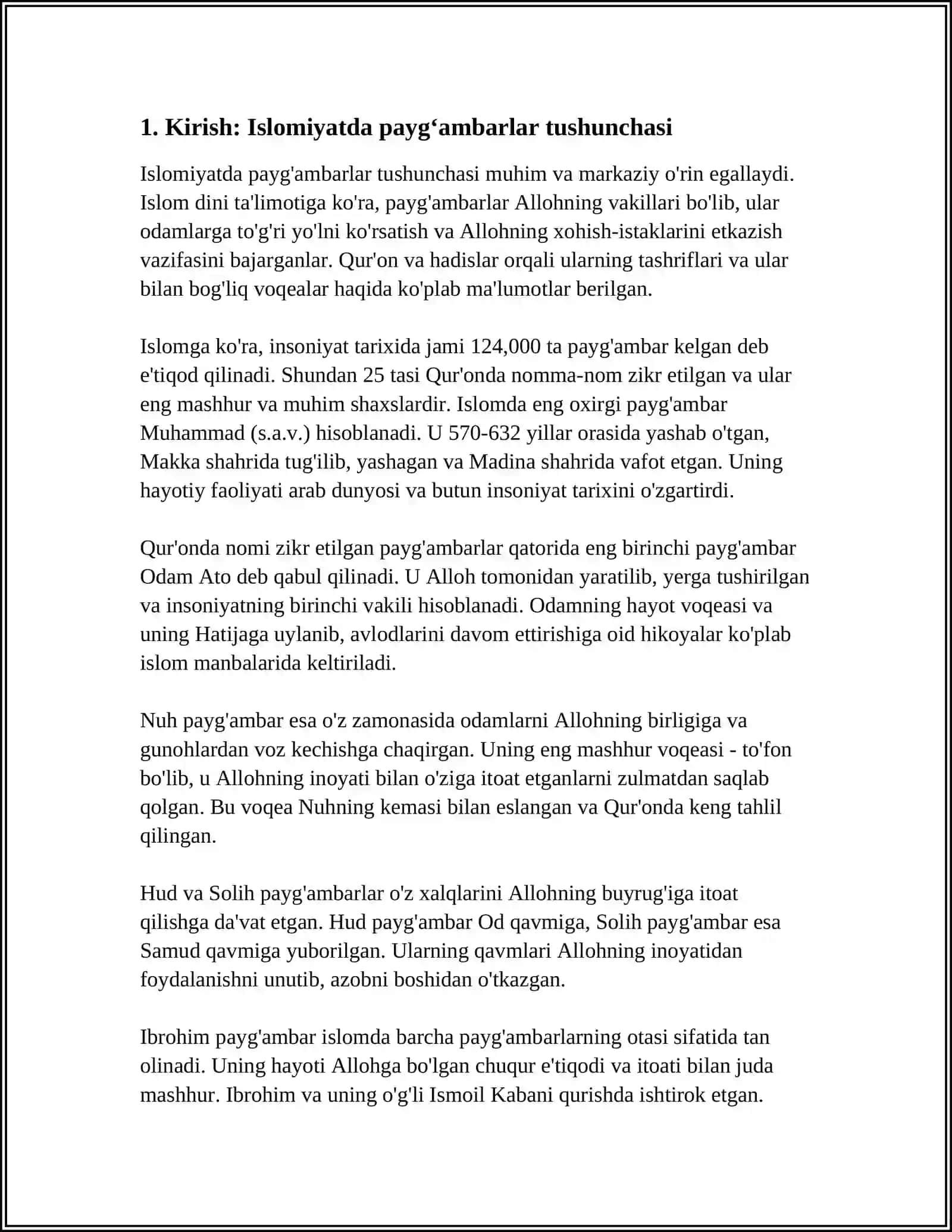 SIZ PAYGʻAMBARNI KOʻRGANMISIZ MAVZUSIDA REFERAT REJASI 4