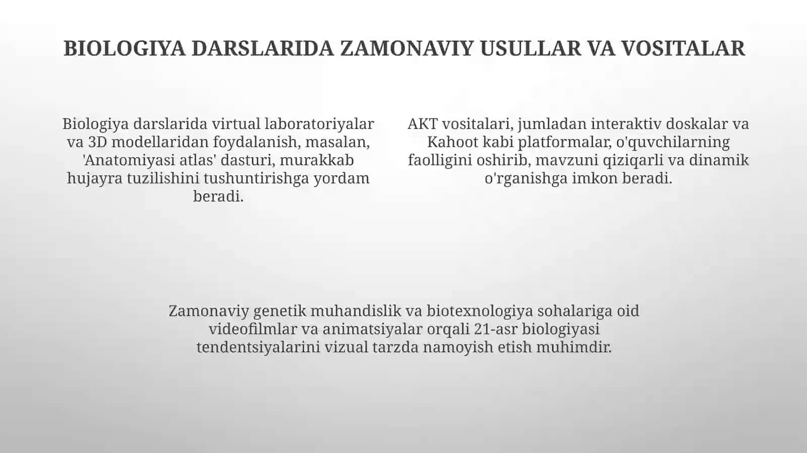 Biologiya o'qitish metodikasi 4