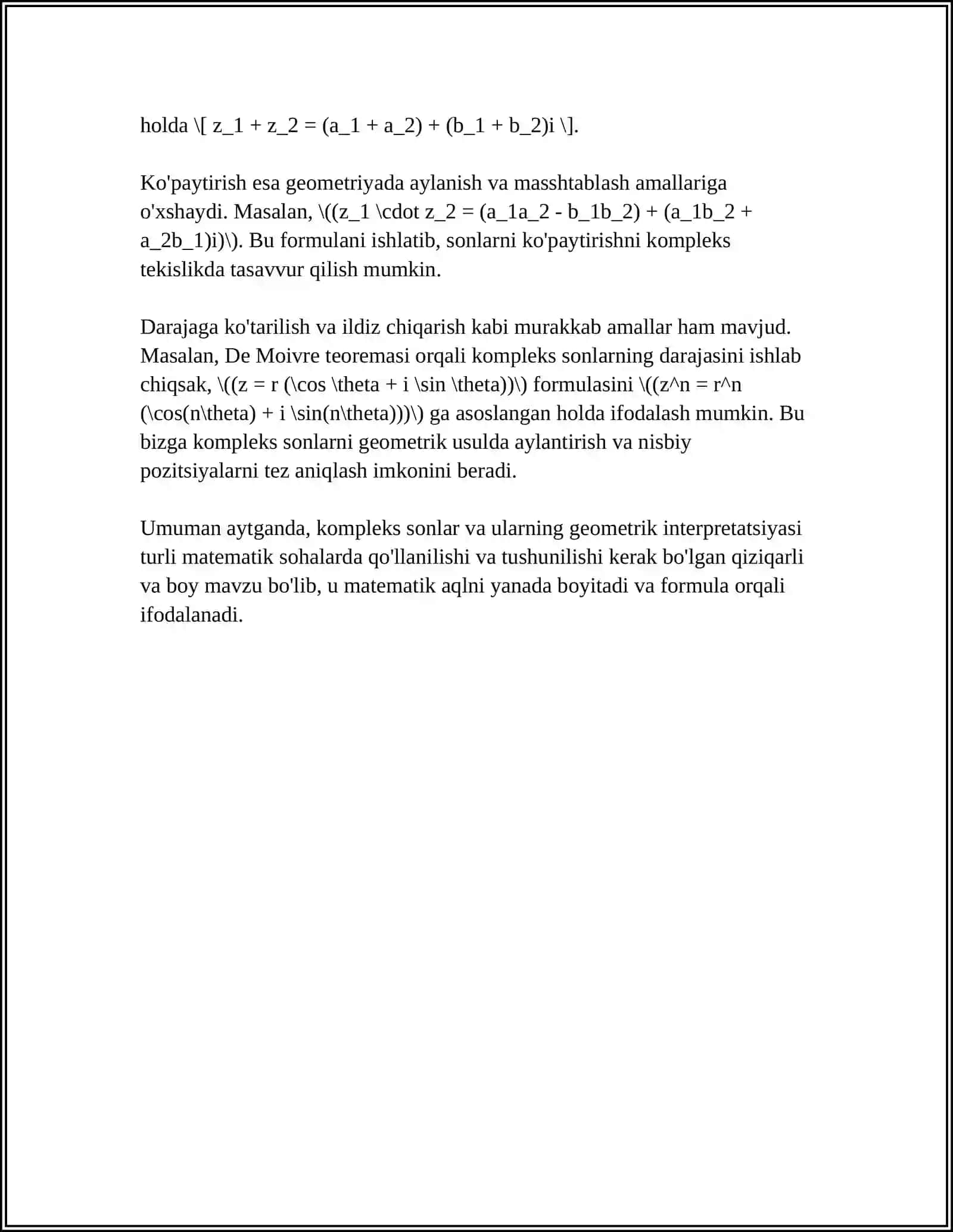 KOMPLEKS TEKISLIKDA CHIZIQLAR VA SOHALAR 4