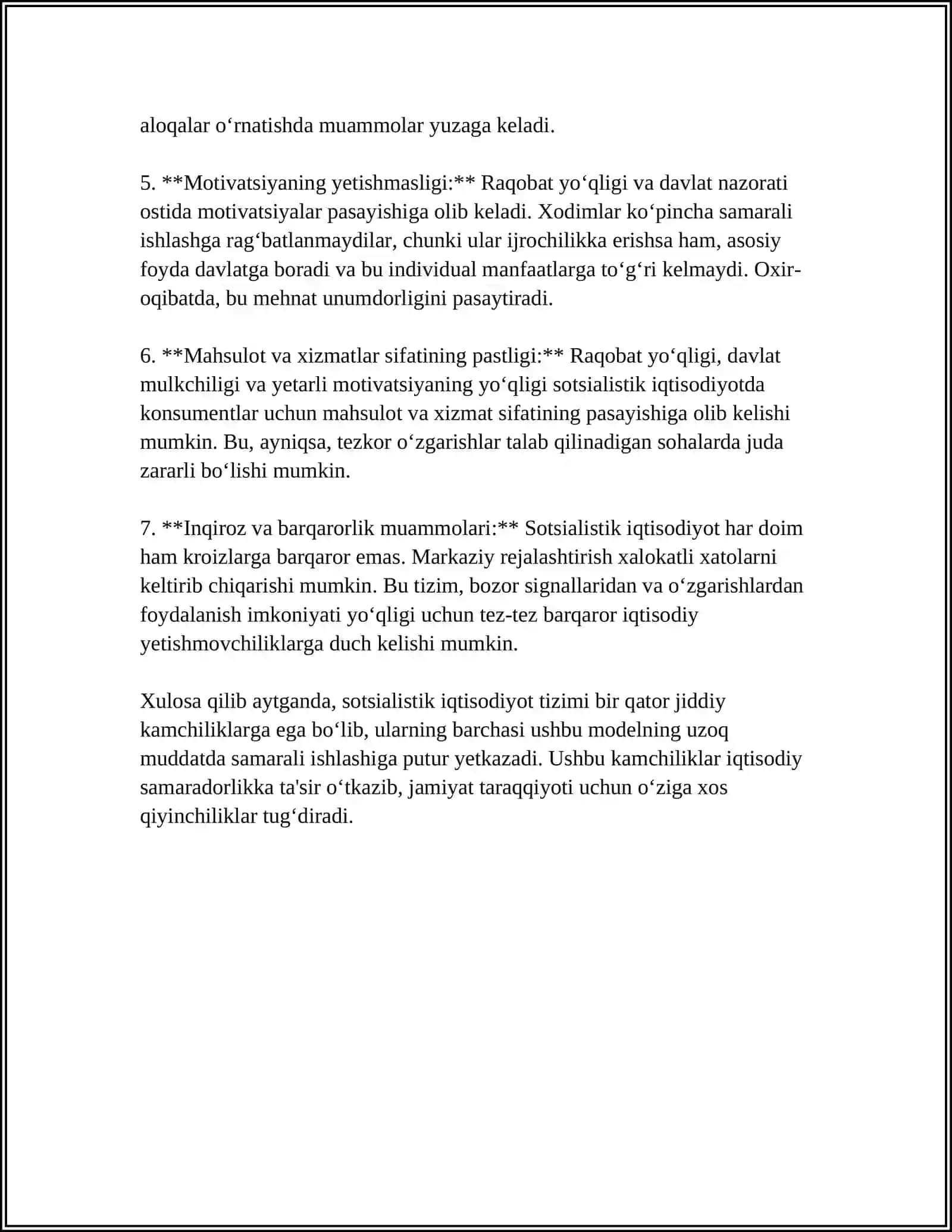 BOZOR IQTISODIYOTIGA OʻTISHGA REVOLYUTSION YOʻL TUTILISHI SABABLARI 4