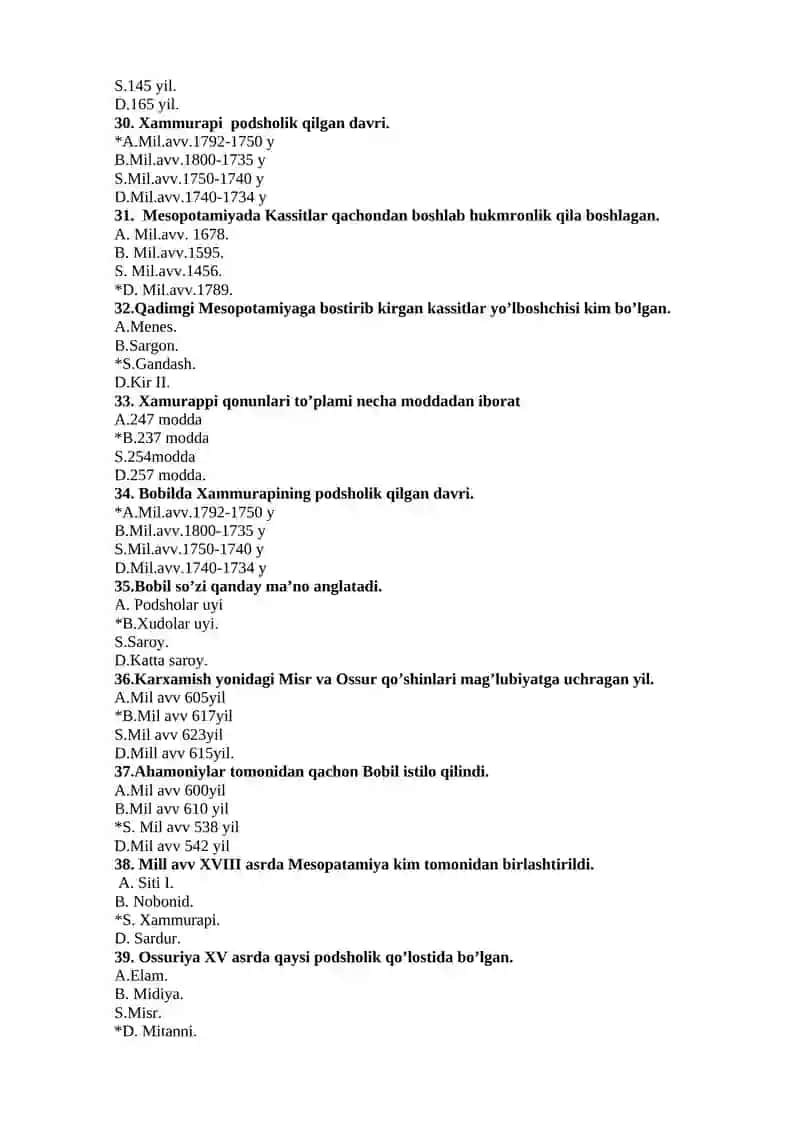 Jahon tarixi (Qadimgi dunyodavri) fanidan 4