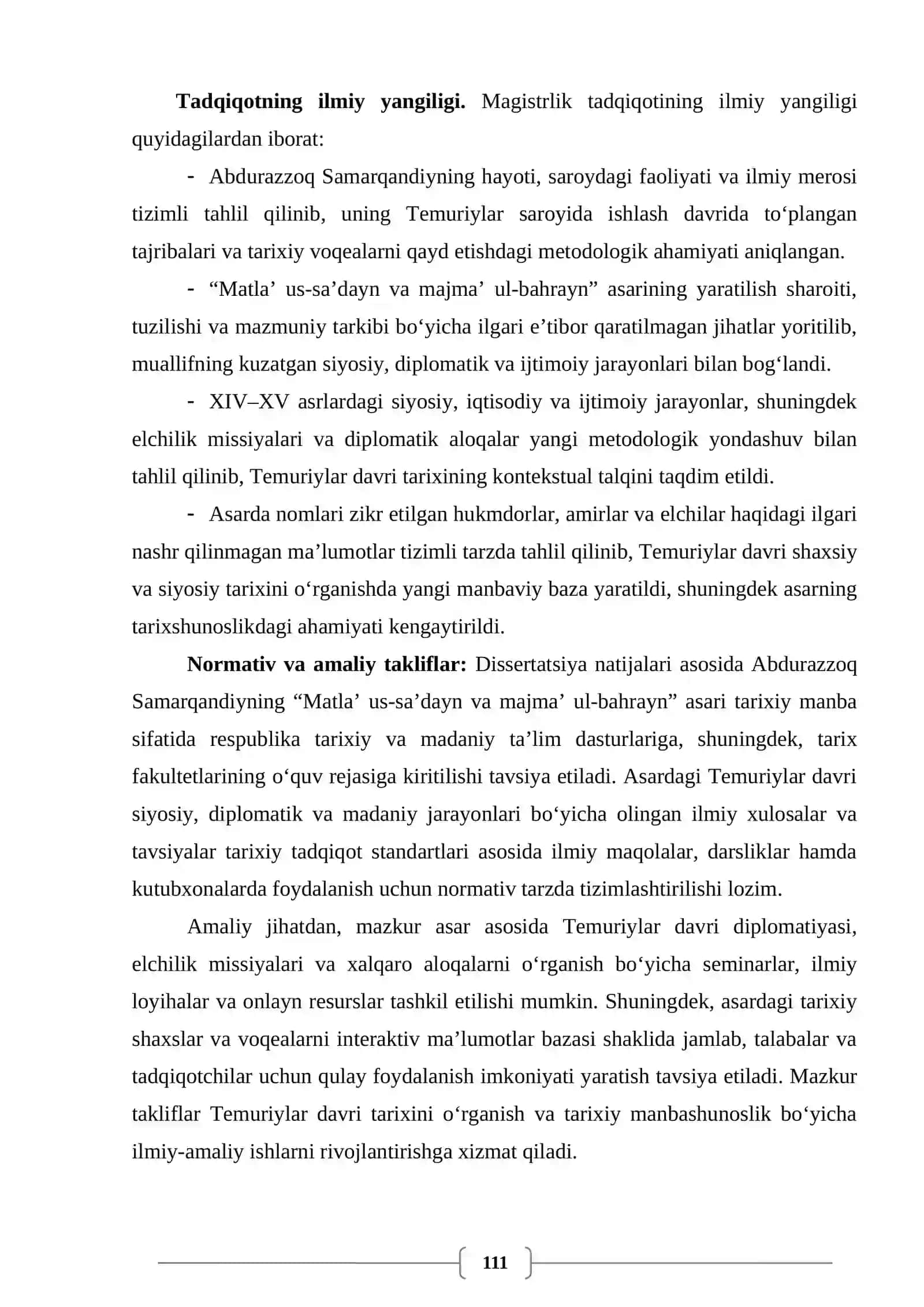 ABDURAZZOQ SAMARQANDIYNING “MATLA’ US-SA’DAYN VA MAJMA’ UL-BAHRAYN” ASARINING TARIXIY MANBA SIFATIDAGI AHAMIYATI 4
