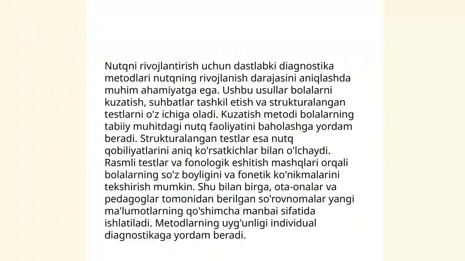Koxlear implantli bolalar eshituv idroki hamda nutqni tashxislash asosida individual rivojlanish dasturini tuzish 4
