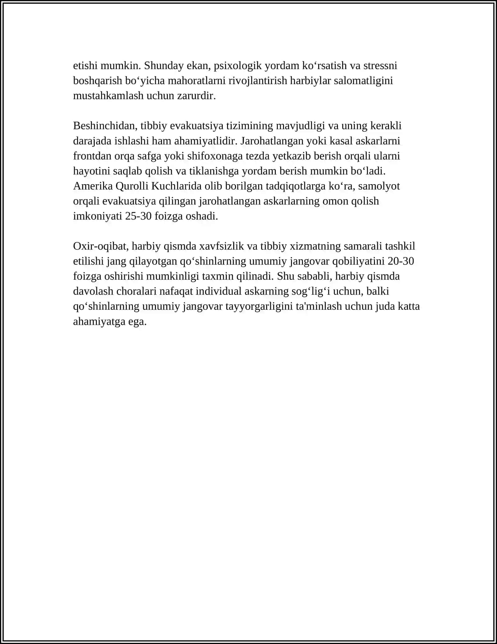 HARBIY QISMDA DAVOLASH - PROFILAKTIKA TADBIRLARINI QIYOSIY XILMA-XILLIGI 4