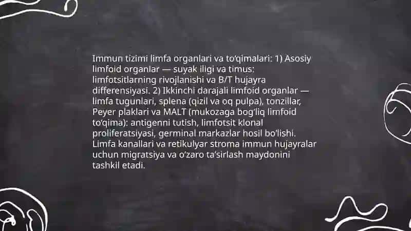 Immunitet. Immun tizimining tuzilishi vafunksiyalari. Tug‘ma immunitet mexanizmlari(komplement, fagositlar va boshq.). Antigen namoyish qiluvchi hujayralar 4