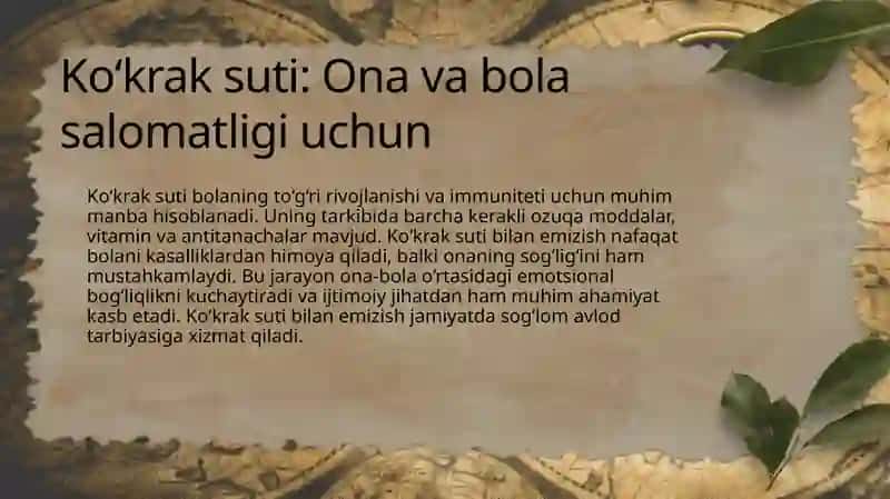 Ko‘krak suti bilan emizish ahamiyati va uni tahlil qilishda xamshiralar o‘rni 4