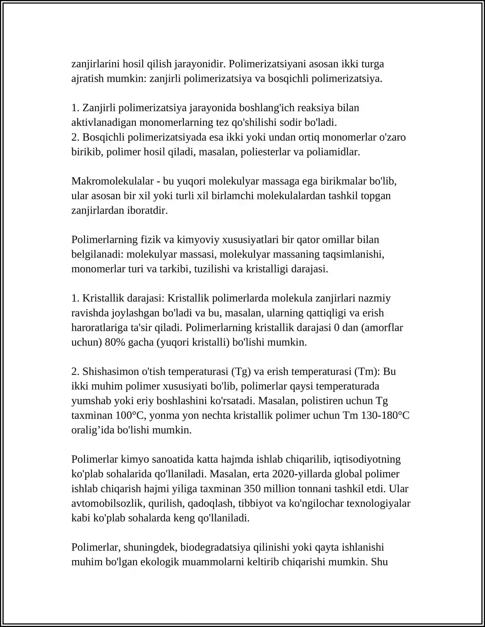 YUQORI MOLEKULYAR BIRIKMALAR TUSHUNCHASI 4