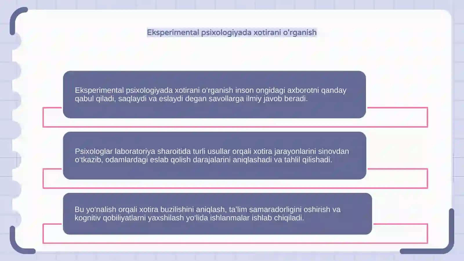 Xotirani eksperimental o'rganish 4