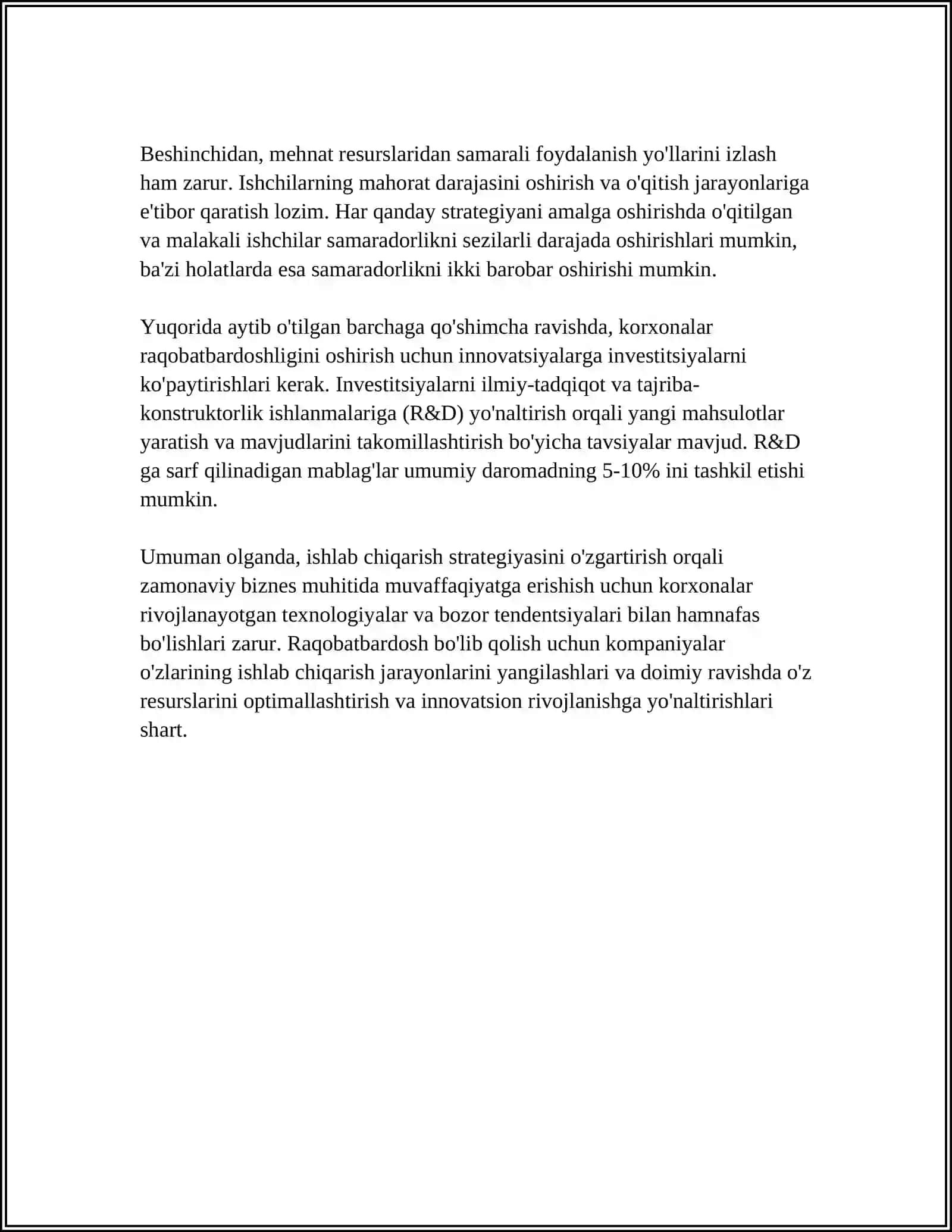 ISHLAB CHIQARISH YO'NALISHIDAN TOVAR YO'NALISHIGA HARAKAT 4