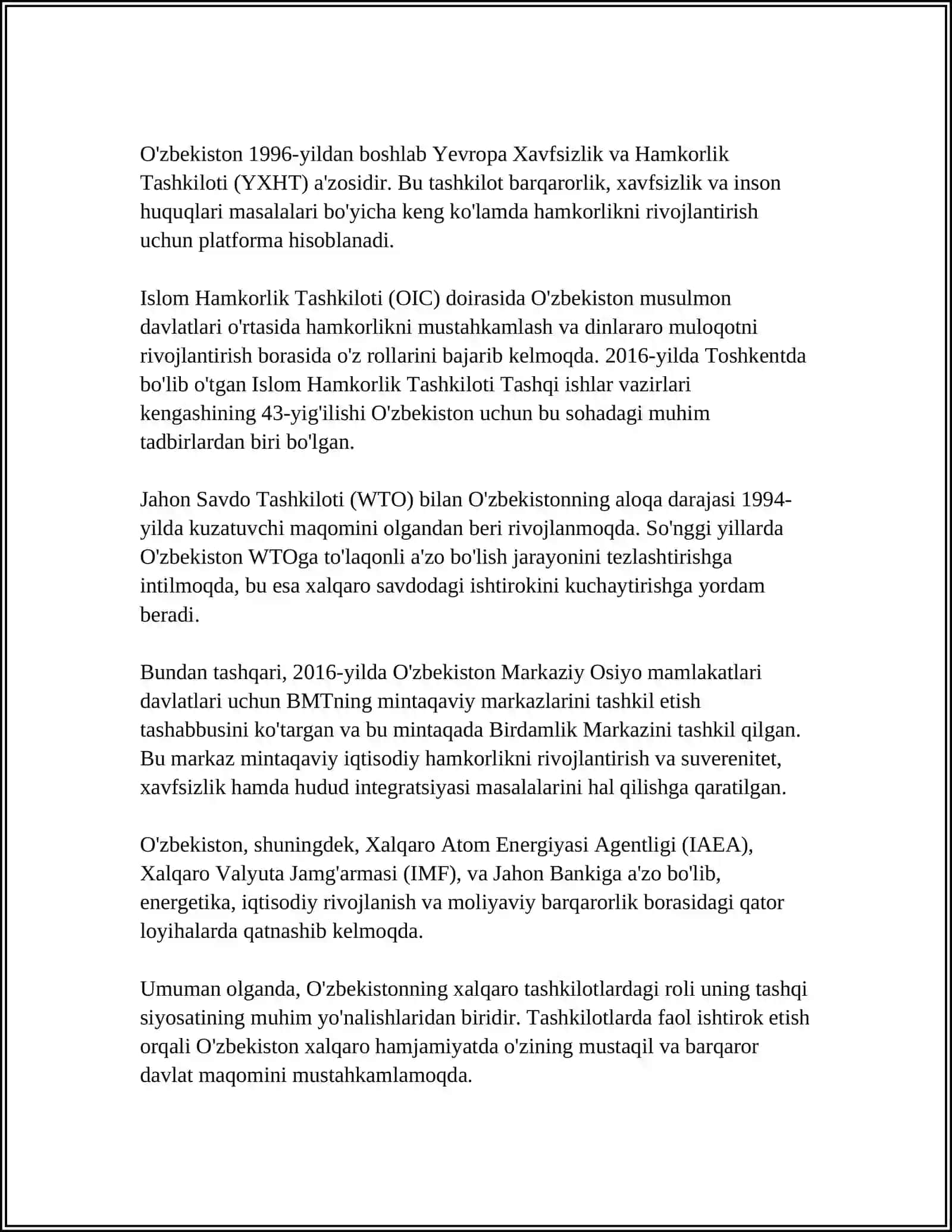 O'ZBEKISTON VA JAHON HAMJAMIYATI 4