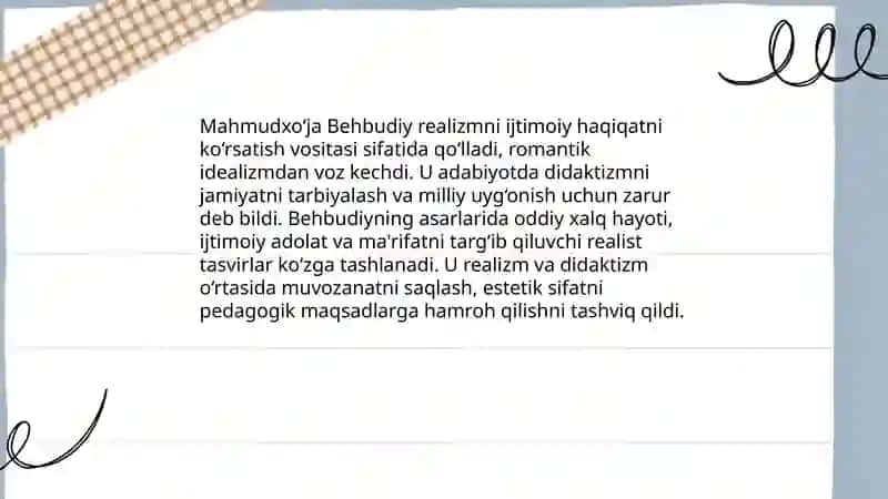 Mahmudxo‘ja Behbudiyning estetik qarashlarini o'rganish 4